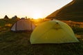 Close-up of a tent at sunset Royalty Free Stock Photo