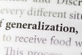 close-up of the term Generalization on paper background