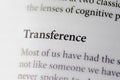 close-up of the term Transference on paper background