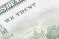 Text we trust on back side of one hundred dollars banknote Royalty Free Stock Photo