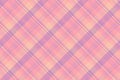 Close up textile tartan seamless, foot fabric texture vector. Horizontal background plaid pattern check in red and pink colors