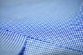 Close up texture arrow pattern fabric blue and white of shirt Royalty Free Stock Photo