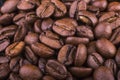 Close-up texture and background of brown roasted aromatic coffee Royalty Free Stock Photo