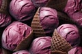 Close Up Texture Of Black Cherry Ice Cream Tile. Banner. Generative AI Royalty Free Stock Photo