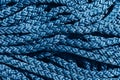Close-up of texture of blue thick rope.