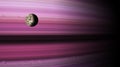 Close up texture of colorful gaseous planet and moon Royalty Free Stock Photo