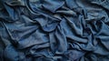 Close-up Texture of Crumpled Blue Denim Fabric Royalty Free Stock Photo