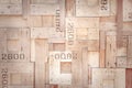 Texture decorative overlap nature of old brown wood in square patterns with number on wall background , two , six and zero Royalty Free Stock Photo