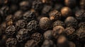 Close-Up Texture of Exotic Black Peppercorns