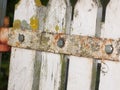 Close up texture of metal rusted decaying country gate Royalty Free Stock Photo