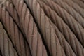 Texture of old rust Wire Rope Slings cable in roll. Royalty Free Stock Photo