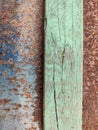 Close-up texture of peeling green paint on a wooden surface Royalty Free Stock Photo