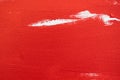 Close up Texture Red color paint on white colour canvas Brush marks stroke for paper graphic design on background Royalty Free Stock Photo