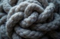 Close-up texture of thick, gray wool fibers braided into luxurious yet rustic bundle. Subtle highlights, lowlights create depth. Royalty Free Stock Photo