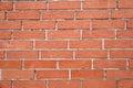 Close up texture of a wall made of red or terracotta bricks with white mortar Royalty Free Stock Photo