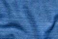 Close-up of textured blue denim fabric with detailed weave pattern Royalty Free Stock Photo