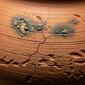 Close up of a textured clay surface with cracks and rough patches Royalty Free Stock Photo