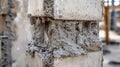 Close up Shows Concrete Column With Rough Patchy Cement Repair Royalty Free Stock Photo