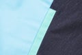 Close-up of textured fabric cloth textile background Black and blue part of jacket