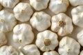 close up textured made from garlic bulbs for sale at a farmers marke, top view Royalty Free Stock Photo