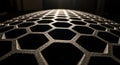 Close-up of a Textured Metallic Hexagonal Grid Surface with Dramatic Lighting Royalty Free Stock Photo