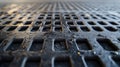 Dirty Metal Grate With Repeating Rectangular Pattern Close up View Royalty Free Stock Photo