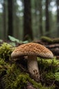 Large Parasol Mushroom Macrolepiota Procera Growing in a Forest with Moss Royalty Free Stock Photo