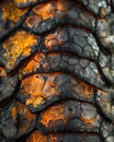 Close-up of textured reptile skin with vibrant orange and black patterns