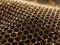 Close up of textured surface with hexagonal pattern and sparkling elements Royalty Free Stock Photo