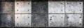 Textures of a Weathered Wall Featuring Alternating Black and White Panels With Metallic Studs and a Rustic Finish in Royalty Free Stock Photo