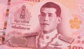 Close up of 100 Thai baht banknote.