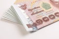 Close up of Thai banknote, Thai bath banknote with the image of Thai King Bhumibol Adulyadej. Royalty Free Stock Photo