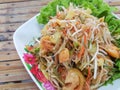 close-up,Thai food style:green papaya spicy salad Thai style Royalty Free Stock Photo