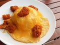 Close-up,Thai food style:scrambled omlette eggs with spicy chick