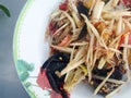 Close-up,Thai food style:& x22;Som Tum& x22;Thai papaya salad Royalty Free Stock Photo