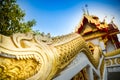 close-up of a Thai gilded sculpture dragon