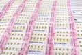 Close up of Thai government lottery tickets texture background Royalty Free Stock Photo