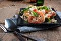 Close up of Thai Local food, Spicy Green Eggplant Salad with Prawns Royalty Free Stock Photo