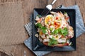 Close up of Thai Local food, Spicy Green Eggplant Salad with Pr Royalty Free Stock Photo