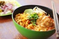 Close up thai northern spicy pork noodle