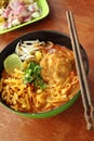 Close up thai northern spicy pork noodle