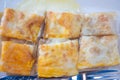 Close up of Thai pancake egg roti