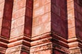 Close up of Thailand ancient red brick wall sand stone in temple Royalty Free Stock Photo