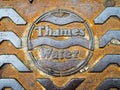 A close up of a Thames water manhole cover. London, UK.