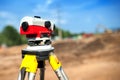 Close-up of theodolite measuring system or surveying engineering Royalty Free Stock Photo