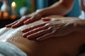 Therapist Applying Salt Scrub for Spa Treatment. Royalty Free Stock Photo