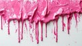 Close-Up of Thick Pink Paint Drips on Canvas Royalty Free Stock Photo