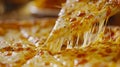 Close Up of Thin Crust Cheese Pizza Gooey Cheese Pull Royalty Free Stock Photo