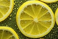 Close-up of a thin slice of lemon