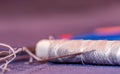 Close up of a thread and a needle Royalty Free Stock Photo